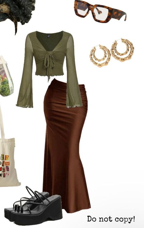 Dress To Impress Earthy Style, Earthy Style Outfits Dress To Impress, Earth Tones Outfit, Autumn Collage, Muted Autumn, Semi Formal Outfit, Earthy Style, Dti Ideas, Earthy Outfits