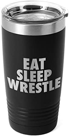 Wrestling 20 oz. Double Insulated Tumbler | Eat Sleep Wrestle | Black Black Home, Insulated Tumbler, Eat Sleep, Home Kitchen, Tumbler, Wrestling, Sleep, Black