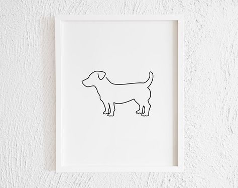 Jack Russell Outline, Jack Russell Tattoo Outline, Jack Russell Terrier Tattoo, Jack Russell Tattoo, Izzy Tattoo, Line Drawing Dog, Tatoo Dog, Dog Doodle, Doodle Wall