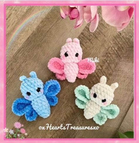 Cute Crochet Butterfly, Crochet Plushies Pink, Crochet Butterfly Amigurumi, Free Chenille Crochet Patterns, Kawaii Crochet Pattern Free Amigurumi, Crochet Butterfly Plush, Free Plushy Crochet Patterns, Butterfly Amigurumi Free Pattern, Butterfly Crochet Pattern Free