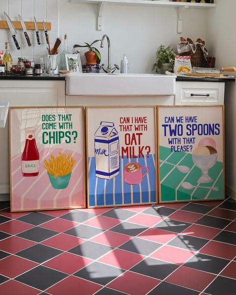 ✨THEY’RE LIVE✨ Our newest 3 prints are now available to purchase online! 🥛🍨🥄🍟🥐☕️ anddddddd you can also take advantage of our Summer promo and enjoy 17% off this collection 🛒 If you ask me, I think they look great as a little set 😉 and also pretty mega as a stand-out piece on their own, so treat yourself this BH 〰️ available in multiple sizes and large format and as ready-to-hang framed pieces too 🖼️ *17% off valid until 31st August with code WEMADEIT #newprints #artprints #newproducts #p... Summer Promo, Black Friday Promo, Gallery Wall Art Prints, A4 Prints, House Things, Pink Art, Online Printing Services, Art Block, Large Format