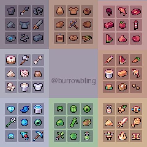 Minecraft Items Pixel Art, Minecraft Sprites, Minecraft Texture Pack, Minecraft Character, Pixel Game, Minecraft Banner Designs, Indie Game Art, Pokemon Sprites, Pixel Art Tutorial