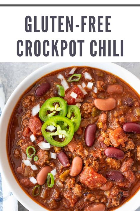 Easy Gluten Free Chili Recipe, Chilli Recipe Crockpot, Gluten Free Chili Recipe, Gluten Free Crock Pot Recipes, Gluten Free Soup Recipes Glutenfree, Gluten Free Turkey, Gluten Free Chilli, Dairy Free Soup, Chili Recipe Crockpot