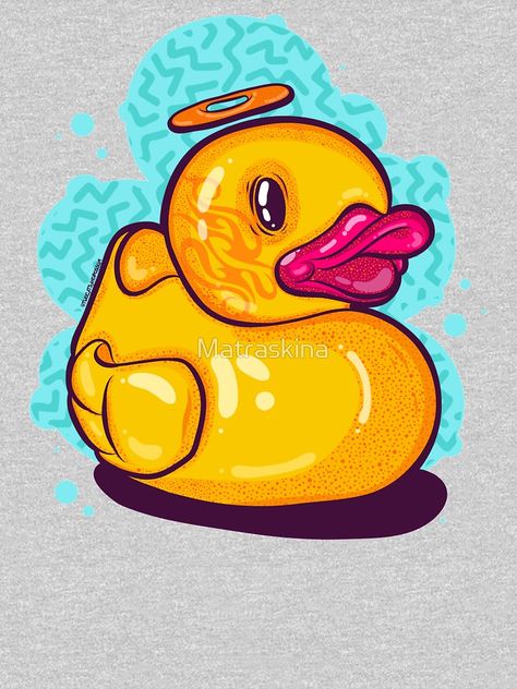 Funny Rubber Duck cartoon graffiti character - 80s style print by Two cats and possum #rubberduck #rubberducktshirt #graffititshirt #hiphoptshirt #streetweartshirt #raptshirt #cartoontshirt #funnytshirt #popculturetshirt #streetculturetshirt Graffiti Event, Tufting Designs, Graffiti Character, Cartoon Graffiti, Duck Cartoon, Graffiti Doodles, Graffiti Illustration, Duck Art, Graffiti Style Art