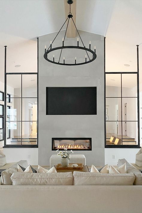 Spanish Lighting, Living Room Chandelier, Home Design Diy, Room Chandelier, Round Chandelier, Blue Living Room, Chandelier In Living Room, Fireplace Design, Make Design