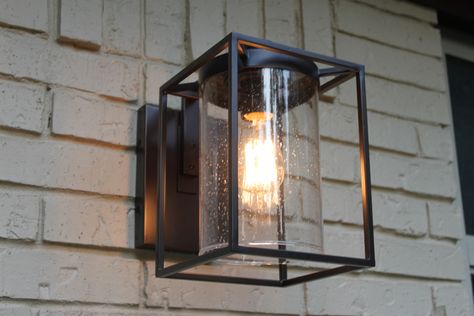 Pottery Barn Front Porch Light Black Outdoor Lights, Farmhouse Outdoor Lighting, Front Porch Lighting, Black Outdoor Wall Lights, Black Lantern, Lantern Design, Led Outdoor Wall Lights, Outdoor Light Fixtures, Outdoor Wall Lantern