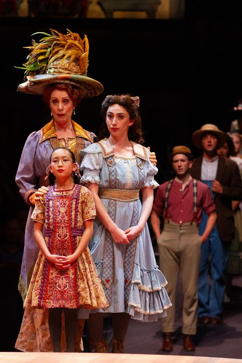 (L to R) Ruth Gottschall as Eulalie Mackecknie Shinn, Karoline Ongjoco as Gracie Shinn, Laura Sky Herman as Zaneeta Shinn, Garett Hawe as Tommy Djilas and Kenneth Michael Murray as Farmer in the Broadway At Music Circus production of THE MUSIC MAN at the UC Davis Health Pavilion July 11-16. Photo by Kevin Graft. The Music Man Broadway, The Music Man Costumes, Zaneeta Shinn, Music Man Musical, Music Man Broadway, Music Man Costumes, Broadway Costumes, Michael Murray, Uc Davis