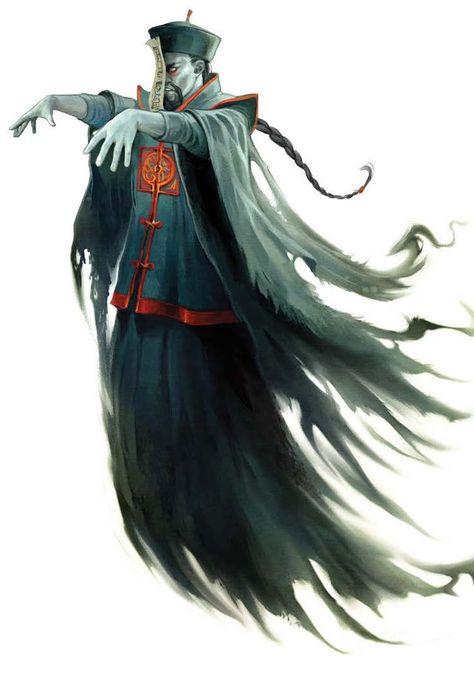 Chinese Monsters Art, Chinese Demon Art, Asian Vampire Art, Chinese Ghost Art, Jiangshi Character Design, Asian Vampire, Chinese Monster, Chinese Horror, Chinese Zombie