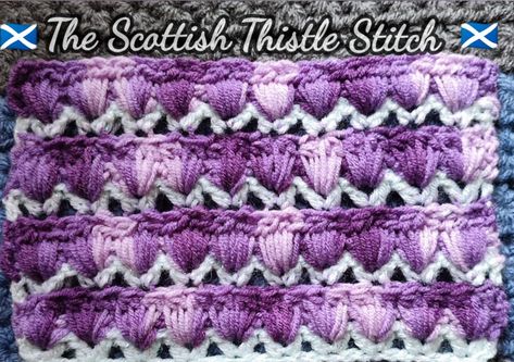 Scottish Crochet, Scottish Thistle, V Stitch, Stitch Crochet, Crochet Flower Patterns, Diy Crochet Projects, Baby Yarn, Crochet Blanket Patterns, Blanket Pattern