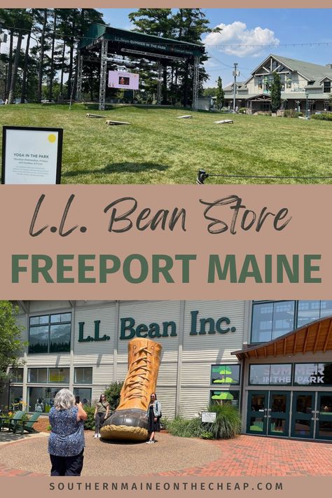 Here's what it's like to shop at the LL Bean store in Freeport, Maine. This article explains what you can buy there, what the store hours are and what kinds of special events you can expect to find throughout the year. Summer In The Park, Freeport Maine, Maine Living, Top Travel Destinations, Store Hours, Ll Bean, Travel Guides, Special Events, Travel Inspiration