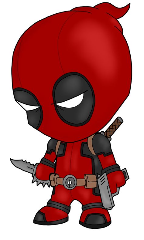 Baby Deadpool Tattoo, Marvel Cartoon Drawings, Deadpool Kawaii, Thor Drawing, Deadpool Cartoon, Cute Deadpool, Deadpool Tattoo, Chibi Marvel, Pool Paint