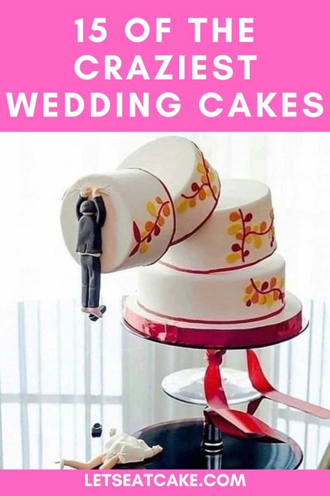 Fun Wedding Cake Designs, Wedding Cake Unusual Unique, Bad Wedding Cakes, Funny Wedding Themes, Crazy Wedding Cake, Grooms Cake Ideas Unique Funny, Crazy Wedding Themes, Fun Wedding Cake Ideas, Cool Cakes Crazy