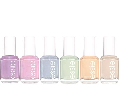 Spring 2020 nail polish colors, nail inspo Pastel Color Nail Polish, Pastel Nail Polish Set, Essie Nail Polish Set, Essie Pastel Colors, Nail Inspo Nail Polish, Essie Nail Polish Aesthetic, Pastel Nail Polish Colors, Aesthetic Nail Polish Colors, Essie Nail Polish Collection