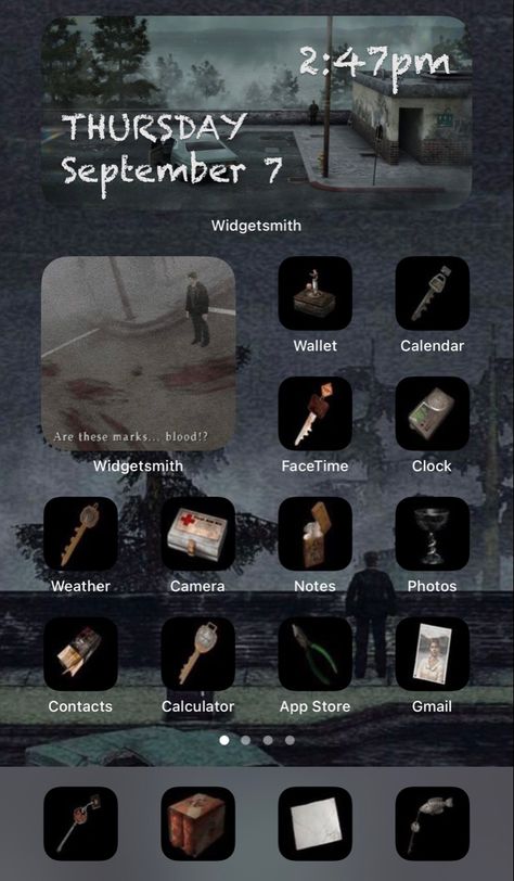 Silent Hill Homescreen, Silent Hill Phone Theme, Silent Hill Wallpaper Iphone, Iphone Inspiration, Ipad Inspo, Emo Icons, Phone Layouts, Ios Ideas, Phone Icons