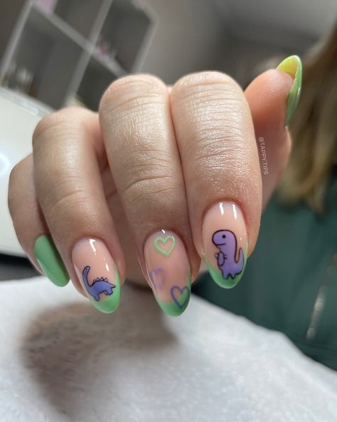 Do bad days even exist when you have dinosaurs on your nails? 🦖🦕 Use the link in our bio to book and manage your appointments 🌻 AfterPay Available ✨ Cute Dinosaur Nail Art, Dinosaur Christmas Nails, Dinosaur Manicure, Dino Nails Acrylic, Cute Dinosaur Nails, Dino Nail Designs, Nail Art Characters, Dinosaur Nails Designs, Jurassic Park Nails