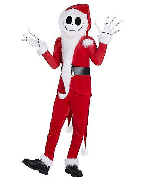 Adult Jack Skellington Santa Costume - The Nightmare Before Christmas - Spirithalloween.com Jack Skellington Halloween Costume, Jack Skellington Santa, Nightmare Before Christmas Costume, Skeleton Gloves, Christmas Merch, Santa Claus Costume, Spooky Skeleton, Santa Costume, Santa Outfit