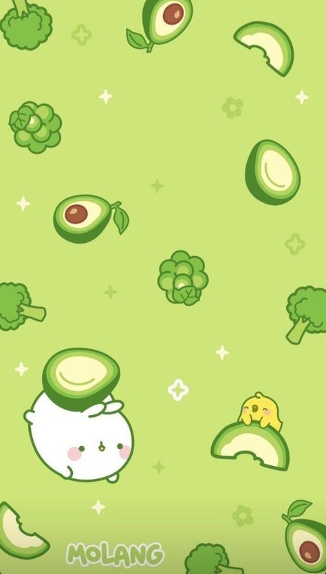 Molang Wallpaper, Green Wallpapers, Halloween Wallpaper Iphone Backgrounds, Kawaii Background, Images Kawaii, Iphone Wallpaper Kawaii, Cute Avocado, Fruit Wallpaper, Wallpaper Doodle