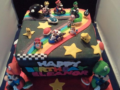 Cake Mario, Mario Kart Cake, 7th Birthday Cake, Mario Brothers Birthday Party, Mario Birthday Cake, Mario Bros Cake, Super Mario Cake, Super Mario Bros Birthday Party, Peanuts Birthday