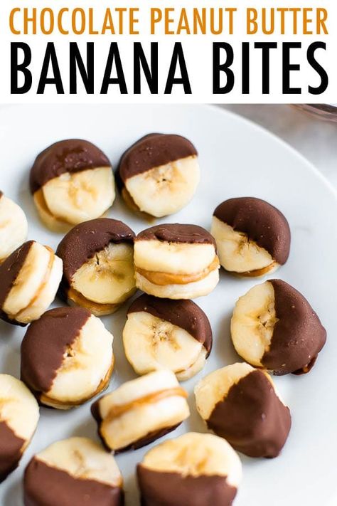 These frozen chocolate covered peanut butter banana bites are the perfect healthy warm weather treat. Keep a batch in the freezer for easy snacking. #chocolatepeanutbutter #frozenbanana #eatingbirdfood #chocolatebanana Banana Chocolate Snack, Chocolate Peanut Butter Bananas, Peanut Butter Covered Bananas, Peanut Butter Chocolate Banana Bites, Chocolate Peanut Butter Frozen Banana, Frozen Chocolate Peanut Butter Bananas, Things To Eat With Peanut Butter, Chocolate Dipped Bananas Frozen, Frozen Peanut Butter Banana Bites