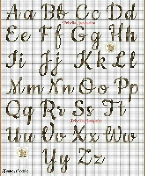 Cross Stitch Alphabet Patterns, Cross Stitch Fonts, Alfabet Letters, Cursive Letters, Cross Stitch Alphabet, Cursive Fonts, Needlepoint, Pixel Art, Free Pattern