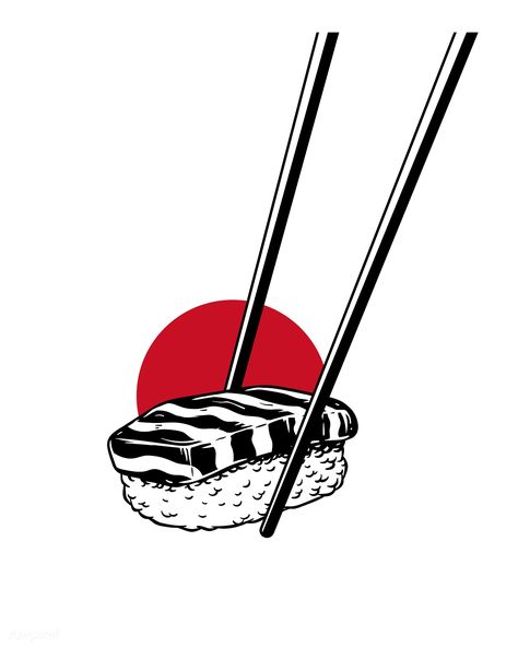 Sushi Painting, Resep Sushi, Sushi Print, Sushi Drawing, Sushi Logo, Japan Icon, Japanese Food Illustration, Asian Bistro, Fun Tshirt