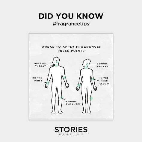 Areas to apply fragrance: PULSE POINTS. Fragrance Tips, Pulse Points, Did You Know, Scents, Random Stuff, Soap, Fragrance, How To Apply, Quick Saves