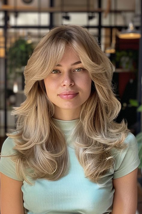 Bouncy Layers, Layers And Curtain Bangs, Bday Hair, Selfie Challenge, Haircut Inspo, Hair Color Caramel, Bouncy Hair, Long To Short Hair, Timeless Chic