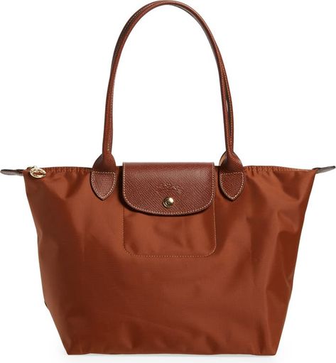 Longchamp Small Le Pliage Nylon Shoulder Tote | Nordstrom Longchamp Le Pliage Burgundy, Versatile Brown Nylon Bag, Brown Longchamp, Longchamp Cognac, Brown Nylon Shopping Bag, Longchamp Le Pliage Medium, Longchamp Small Le Pliage, Longchamp Medium, Compact Storage