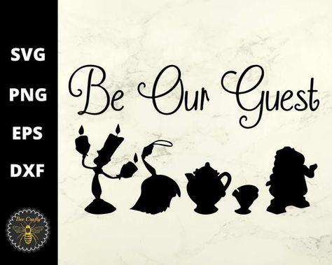 Be Our Guest SVG  Home Decor Sign Beauty & The Beast Clipart | Etsy Be Our Guest Disney, Cricut Pictures, Be Our Guest Sign, Welcome Sign Svg, Halloween Logo, Sign Image, Bear Silhouette, Be Our Guest, Website Banner