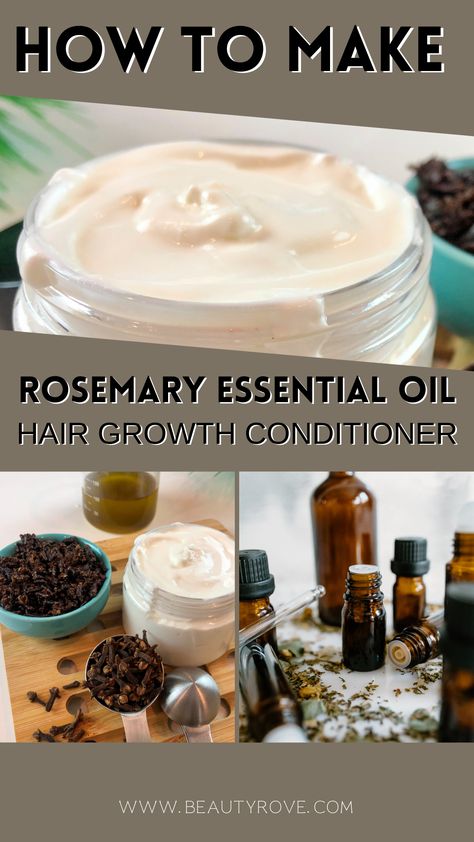 ROSE MARY ESSENTIAL FOR FOR HAIR Conditioner Recipe Homemade, Homemade Conditioner For Curly Hair, How To Make Conditioner At Home, Diy Conditioner For Curly Hair, Homemade Conditioner Recipes, Diy Clove Oil, Diy Conditioner Bar, Diy Hair Products, Homemade Hair Care