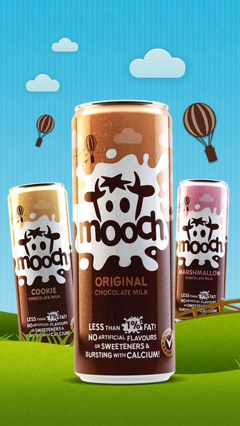 Mooch Chocolate Milk Packaging by Design Happy UK Graphic Designer Studio, Dairy Packaging, Bungee Jump, Brilliant Packaging, Kids Packaging, Milk Brands, Milk Packaging, Honey Packaging, Drinks Packaging Design