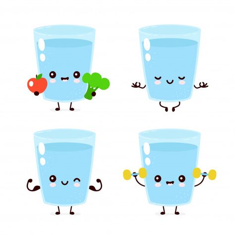 Lindo conjunto de vaso de agua feliz son... | Premium Vector #Freepik #vector #comida Giraffe Drinking Water, Party Banner Design, Cartoon Sewing, Water Glass Set, Cartoon Bubbles, Bubble Milk Tea, Kid Drinks, Water Nature, Vector Food