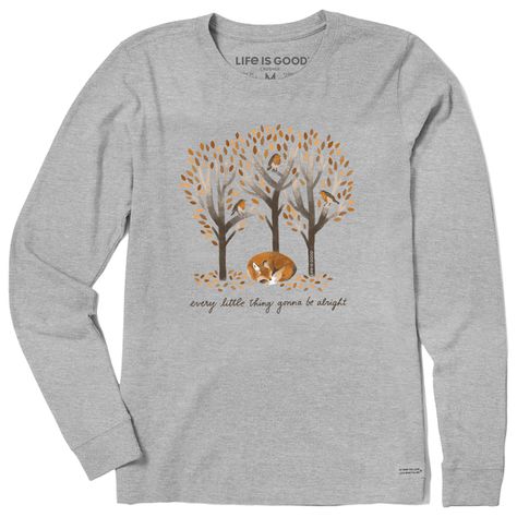 Women's Every Little Thing Fox Long Sleeve Tee | Life is Good® Official Site Comfortable Long Sleeve Graphic T-shirt, Spring Long Sleeve Graphic T-shirt, Long Sleeve Graphic T-shirt For Hiking, Long Sleeve Graphic Print T-shirt For Camping, Fox Shirt, Long Sleeve Dog Print T-shirt For Fall, Long Sleeve Tees Women, Autumn T Shirts, Ladies Tee Shirts