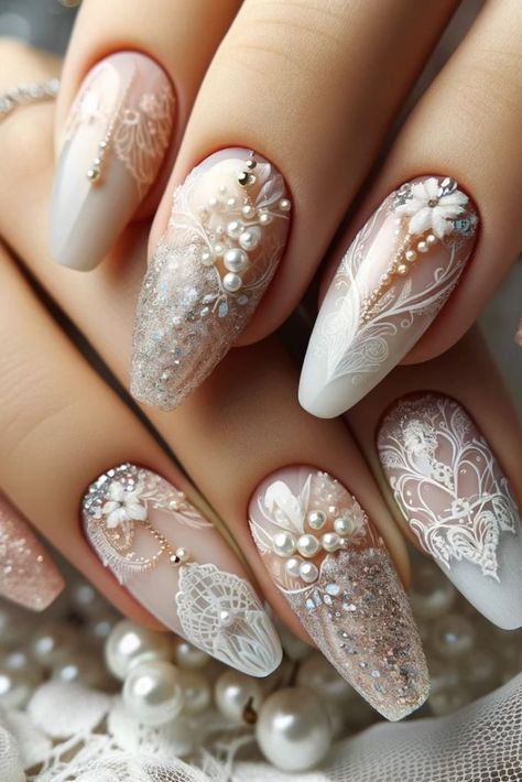 2024's Top 22 Wedding Nail Trends: Elegant, Classy, and Unique Bridal Designs Pink Wedding Nails, Funky Nail Art, Bridal Nail Art, Wedding Nail, Glamorous Nails, Wedding Nails Design, Nail Art Wedding, Spring Nail Art, Bridal Nails