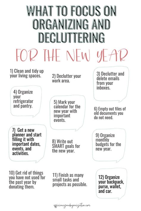 Get the new year started right by organizing and decluttering all around. Whether it's your workspace or home space, put everything in order, throw away the clutter, organize and label what remains. Get your areas ready for a new year and a new you. Write down what areas you need to organize; make a list. Then, plan a course of action. What will you organize and declutter by when? Once you have a list, you can easily find a way to work around areas that need most of your attention. Note Taking Tips, Organize And Declutter, Minimalist Inspiration, Organizing Labels, Make A List, Time Management Strategies, Management Strategies, Todo List, Home Space