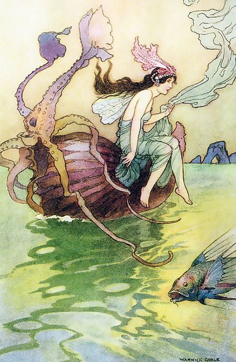 Warwick Goble, The Nautilus, Chart Pattern, Fairytale Illustration, Vintage Mermaid, Vintage Fairies, Fairytale Art, Illustration Vintage, Art Et Illustration