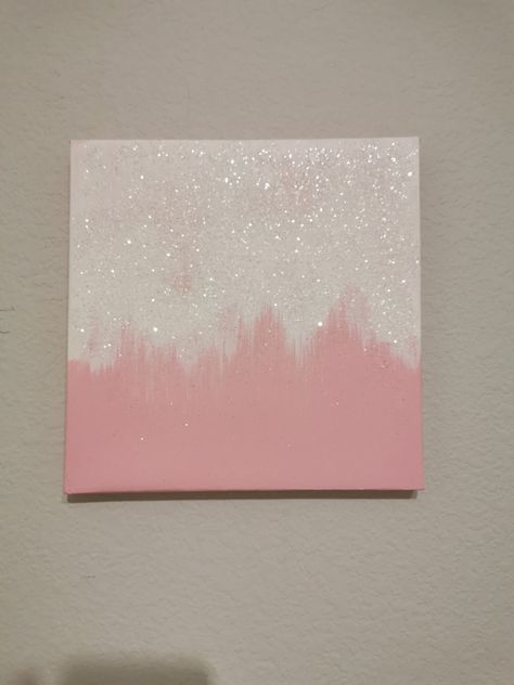 Pink And White Canvas Painting, Canvas Painting With Glitter, Pink And Grey Painting Canvas, Glitter Canvas Diy, Painting With Glitter, Canvas Painting Quotes, Glitter Painting, Diy Canvas Art Easy, Pink Canvas Art