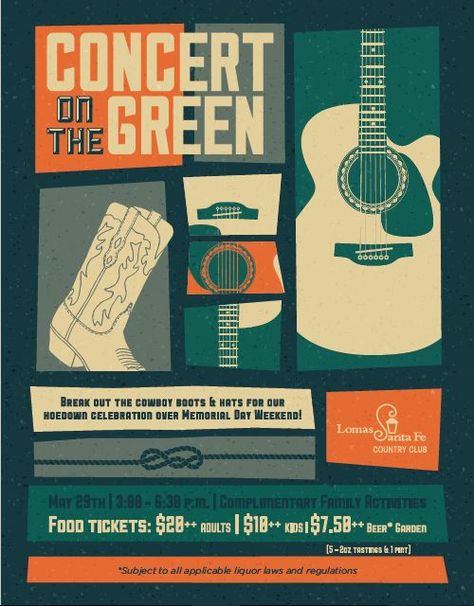 Concert on the green event flyer poster template Homecoming Graphic Design, Event Poster Design Inspiration Graphics, School Event Poster, Event Poster Inspiration, Event Poster Design Inspiration, Design Quotes Art, Event Poster Template, Concert Poster Design, Green Event