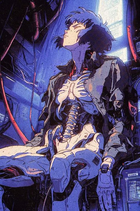 Shattered Reflection, Violet Vibes, Cyborgs Art, Arte Indie, Cyberpunk Aesthetic, Arte Cyberpunk, Ghost In The Shell, Old Anime, A4 Poster