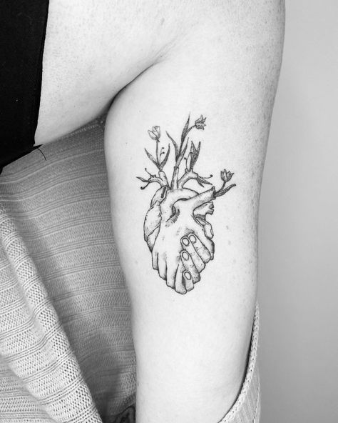 Heart And Nature Tattoo, This Body Is My Home Tattoo, Occupational Therapy Tattoo Ideas, Anatomical Heart Chest Tattoo, Tattoos To Show Growth, Holding Hands Heart Tattoo, Anatomy Tattoo Designs, Repaired Heart Tattoo, Being Different Tattoo