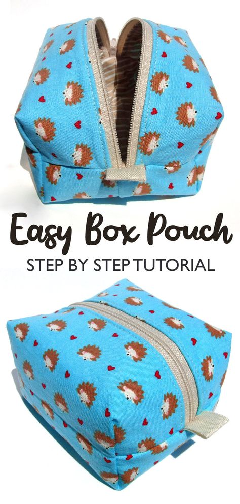 Box Bag Pouch Tutorial Box Zipper Pouch Tutorial, Zippered Box Pouch Tutorial Free Pattern, Crochet Backpack For Kids, Box Bag Pattern, Sewing Makeup Bag, Crochet School, Tattoos Outdoors, Makeup Bag Pattern, Box Bag Tutorial