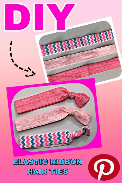 Homemade Hair Accessories, Ribbon Hair Tie, Diy Elastic, Ribbon Hair Ties, Hair Ties Diy, Homemade Hair, Elastic Ribbon, Elastic Hair Ties, Ribbon Hair