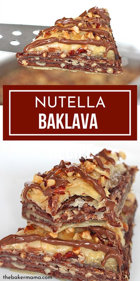 Nutella Baklava, Traditional Baklava Recipe, Baklava Dessert, Deserturi Raw Vegan, Nutella Recipes Easy, حلويات عربية, Baklava Recipe, Nutella Desserts, Greek Desserts