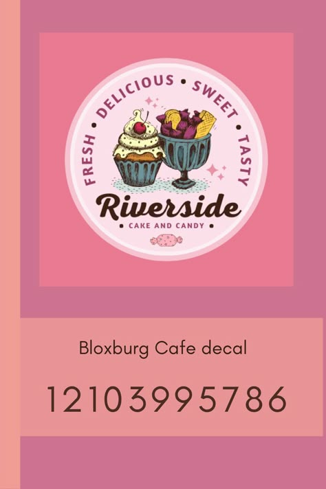 You can use this on your cafe! Bakery Logo Decals Bloxburg, Bakery Cafe Logo, Cafe Decal, Cafe Ideas Design, Alaska Violet, Cafe Layout, Bloxburg Cafe, Cafe Bathroom, Corner Bakery