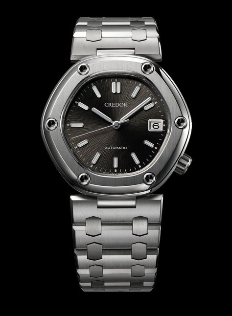 Introducing: The Return of the Gerald Genta-Designed Credor Locomotive Gerald Genta, Monochrome Watches, Skeleton Watches, Omega Constellation, Titanium Bracelet, Tudor Black Bay, Pilot Watch, Phone Lens, Patek Philippe Nautilus