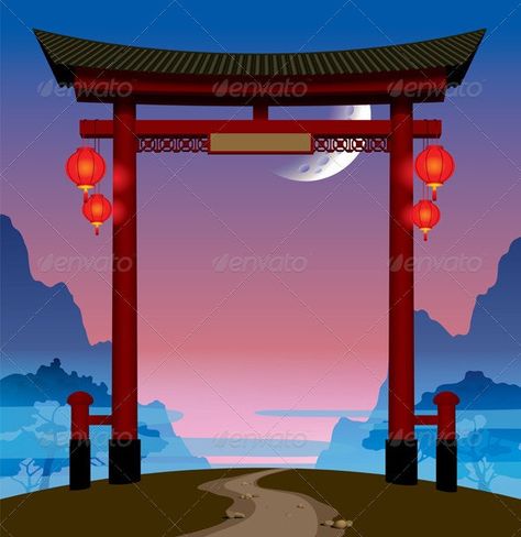 Chinese Gate, Japanese Gate, Chinese Party, Kolam Koi, Japanese Party, Asian Party, Landscape Vector, Ancient Chinese Architecture, Chinese Aesthetic