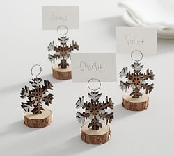 Bark Edge Snowflake Place Card Holder, Set of 4 Christmas Place Card Holders, Pottery Barn Dining, Pottery Barn Christmas Decor, Turkey Place Cards, Barn Christmas, Pottery Barn Christmas, Easter Entertaining, Bark Edge, Place Card Holder