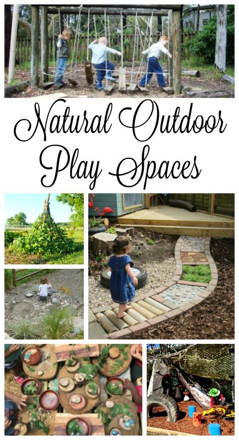 Gorgeous and Natural outdoor play spaces - these are perfect backyard ideas for preschoolers! Natural Outdoor Play Spaces, Natural Outdoor Play, Natural Play Spaces, Outdoor Play Space, Outdoor Learning Spaces, Kids Play Spaces, Outdoor Play Spaces, Outdoor Play Areas, Sensory Garden