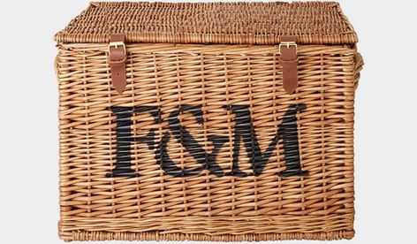 The Honeymoon Hamper - Fortnum & Mason Dill Mustard Sauce, Zaatar Spice, Caramel Biscuits, Christmas Hampers, Spiced Fruit, Wicker Hamper, Salted Caramel Fudge, Fortnum Mason, Caramel Fudge