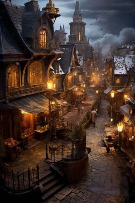 Steampunk City Concept Art, Fantasy City Street, Steampunk Village, Steampunk City, Steampunk Aesthetic, Fantasy Town, Art Gallery Wallpaper, Fantasy City, Fantasy Places